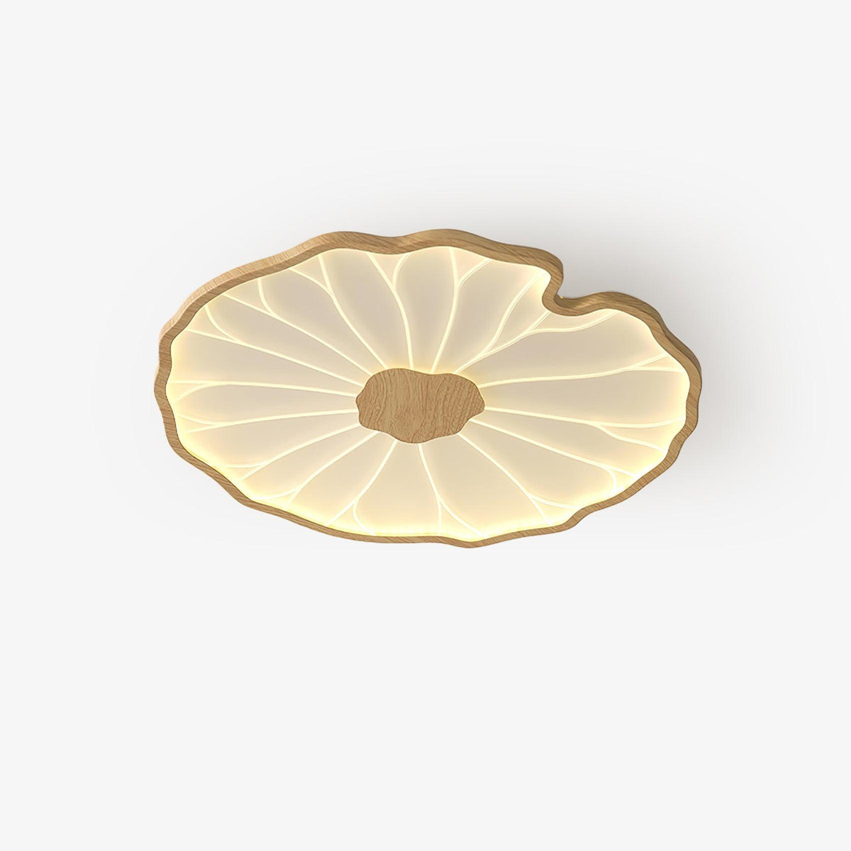 Rinorian Deckenleuchte Lotus-Blatt mit Holz-Oberfläche