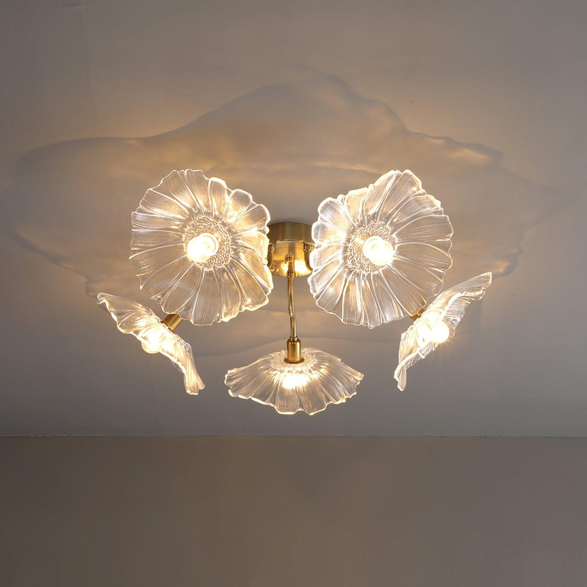 Lioruina Deckenleuchte Blattglas Messing Elegant