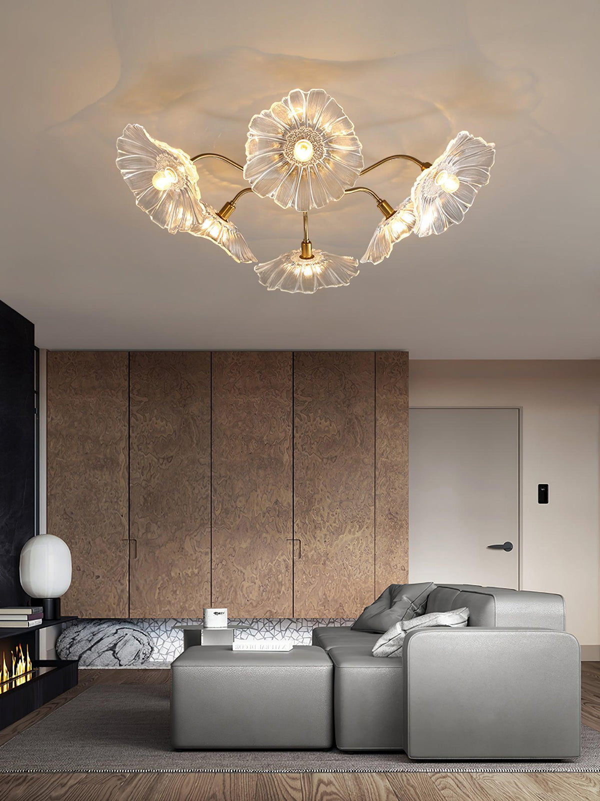Lioruina Deckenleuchte Blattglas Messing Elegant