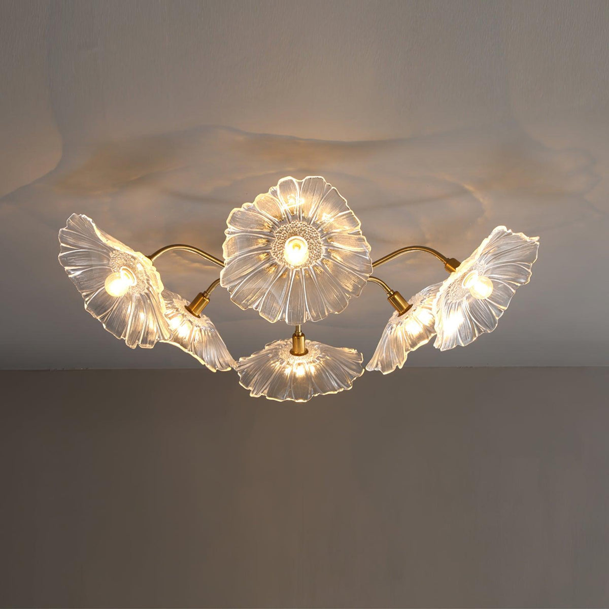 Lioruina Deckenleuchte Blattglas Messing Elegant