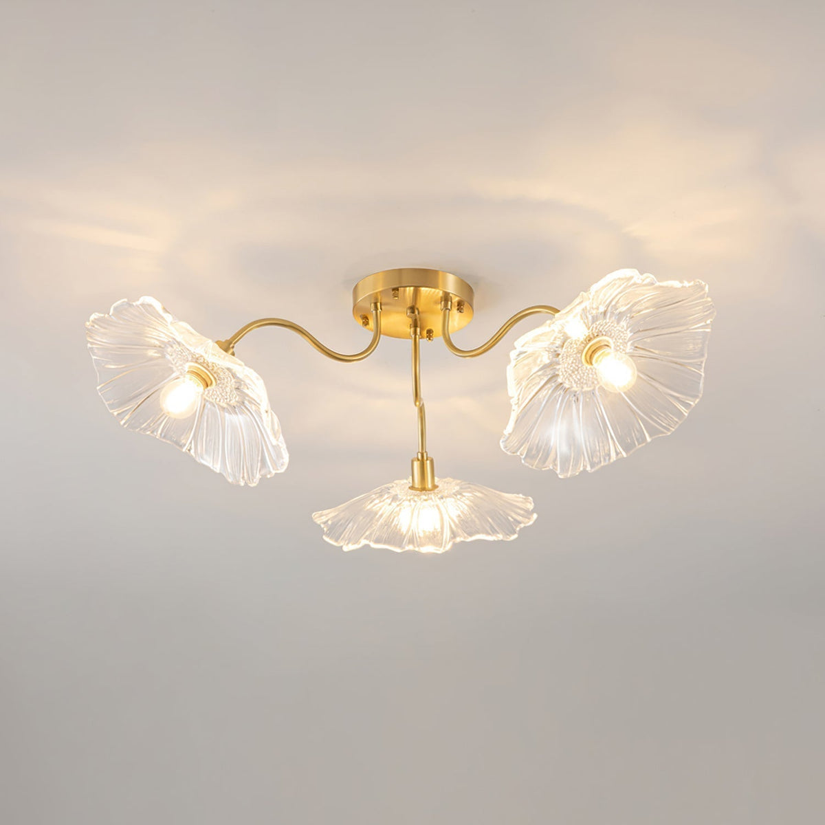 Lioruina Deckenleuchte Blattglas Messing Elegant