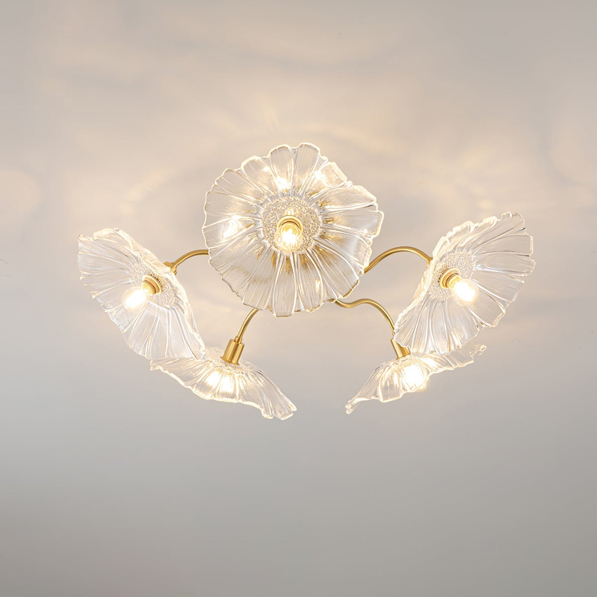 Lioruina Deckenleuchte Blattglas Messing Elegant
