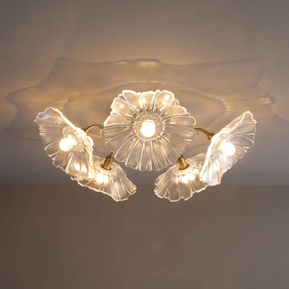 Lioruina Deckenleuchte Blattglas Messing Elegant