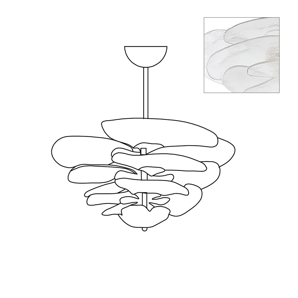 Lotus Moderner Kronleuchter aus Glas mit blättriger Schichtung