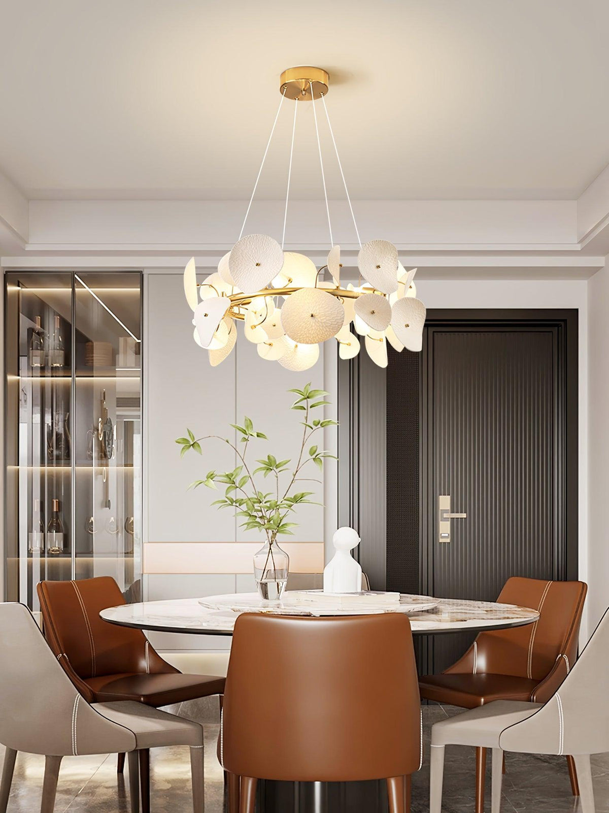 Jorlen Kronleuchter moderne Eleganz aus Keramik mit Blütenblatt-Design