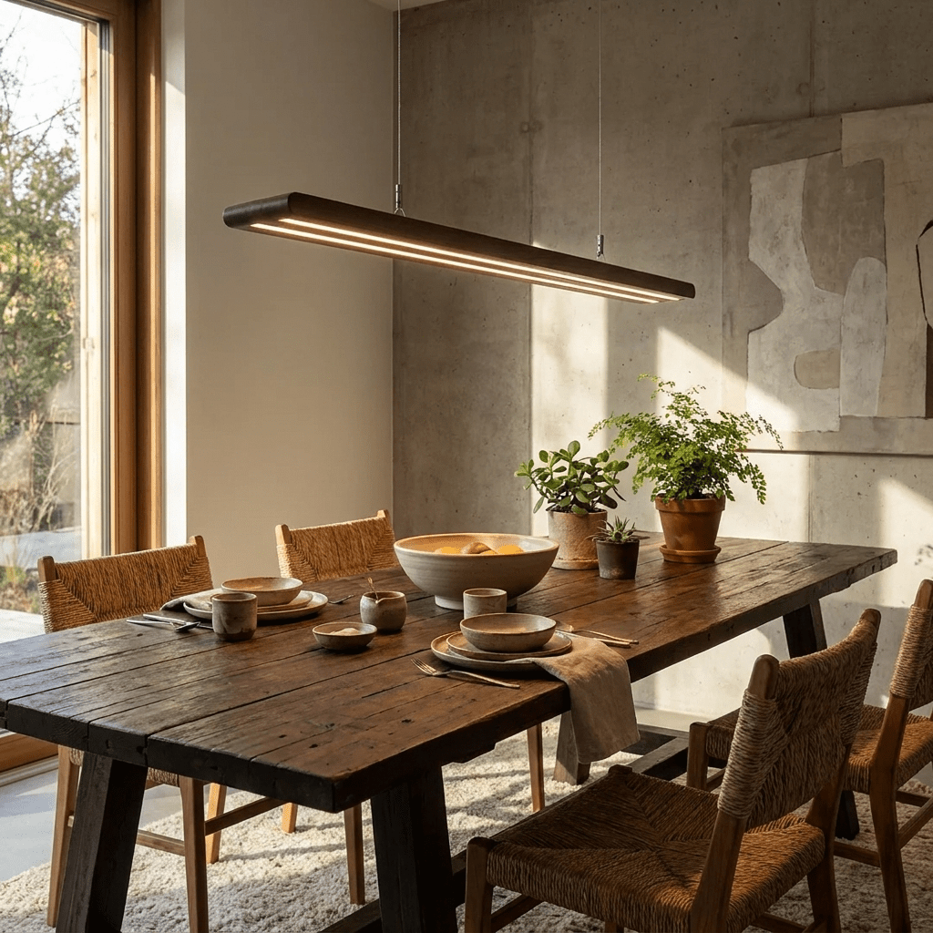 Rinoelia Pendelleuchte aus Holz linear