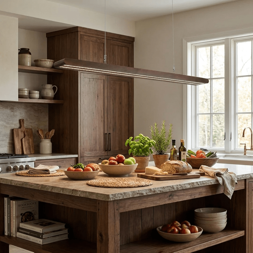 Rinoelia Pendelleuchte aus Holz linear