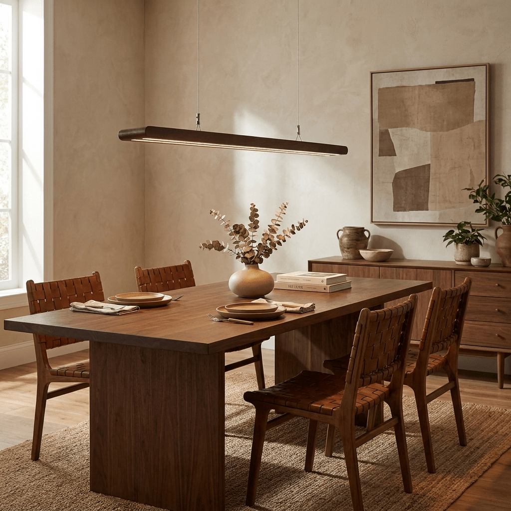 Rinoelia Pendelleuchte aus Holz linear