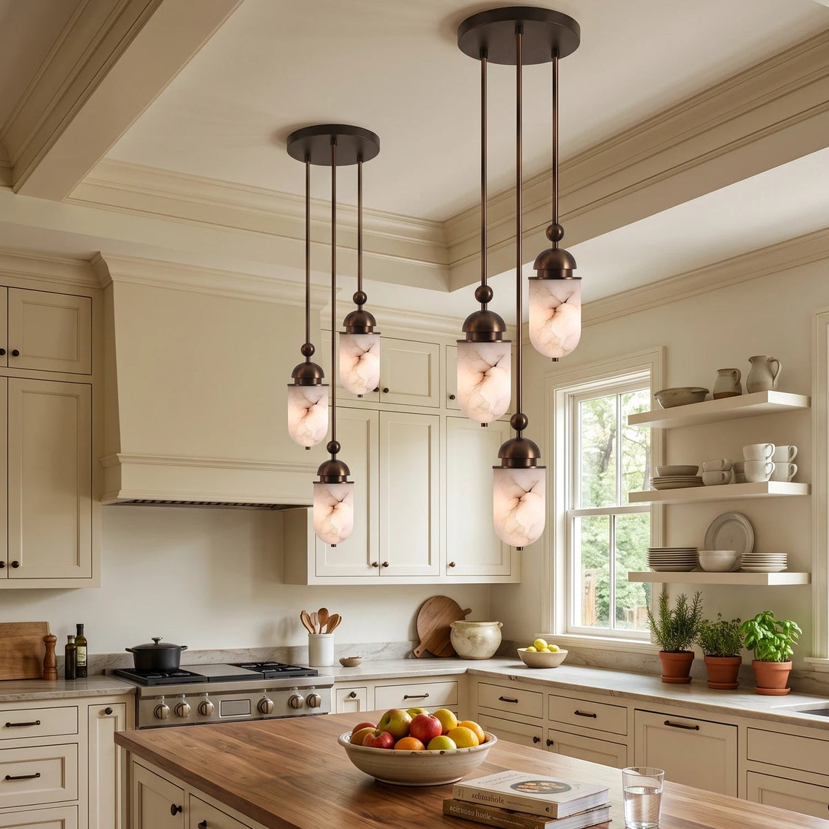 Whitcombe Pendelleuchte aus Alabasterholz