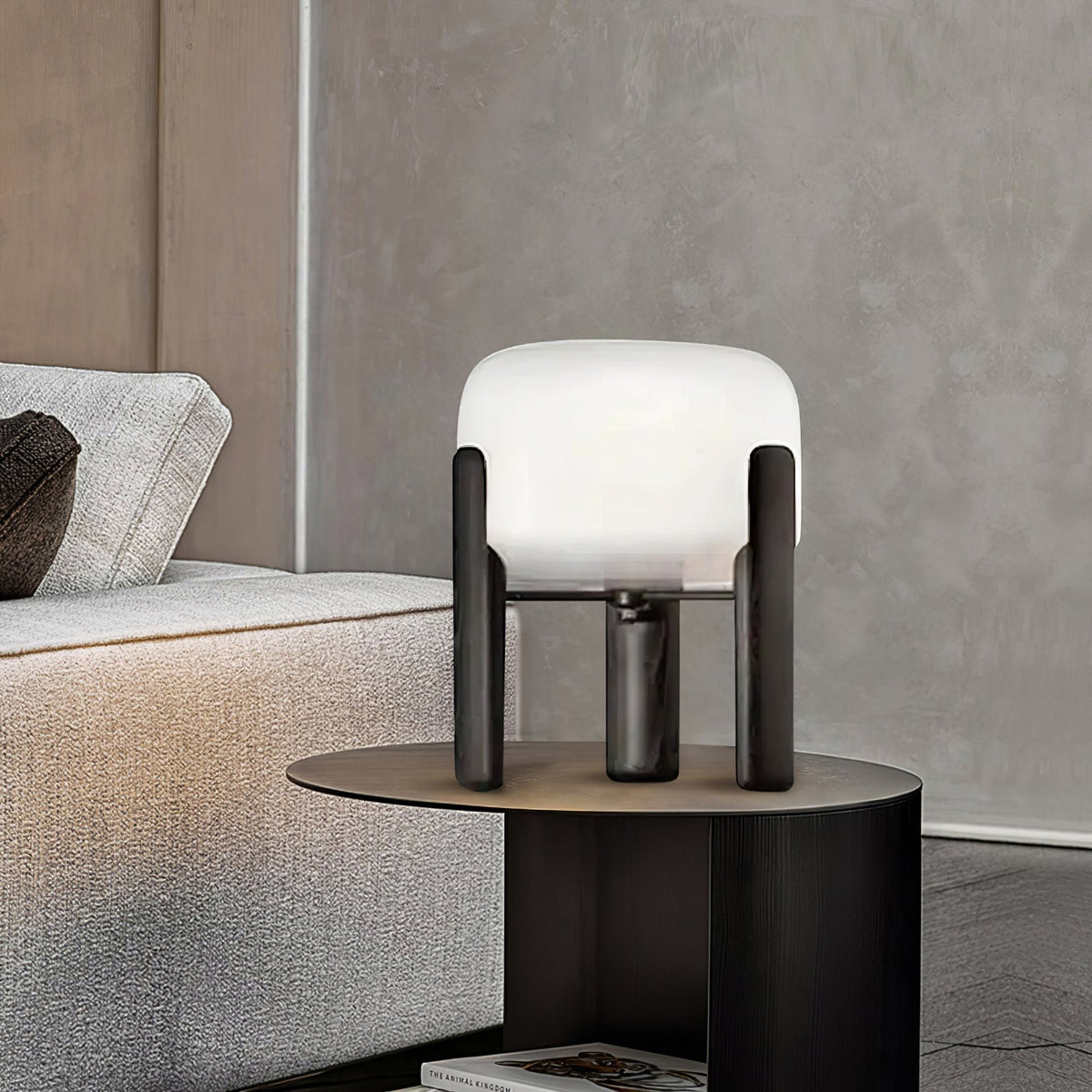 Elden Tischleuchte aus Holz und Glas