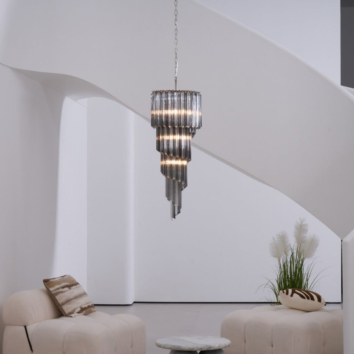 Velarella Kronleuchter Rauchglas Spiral