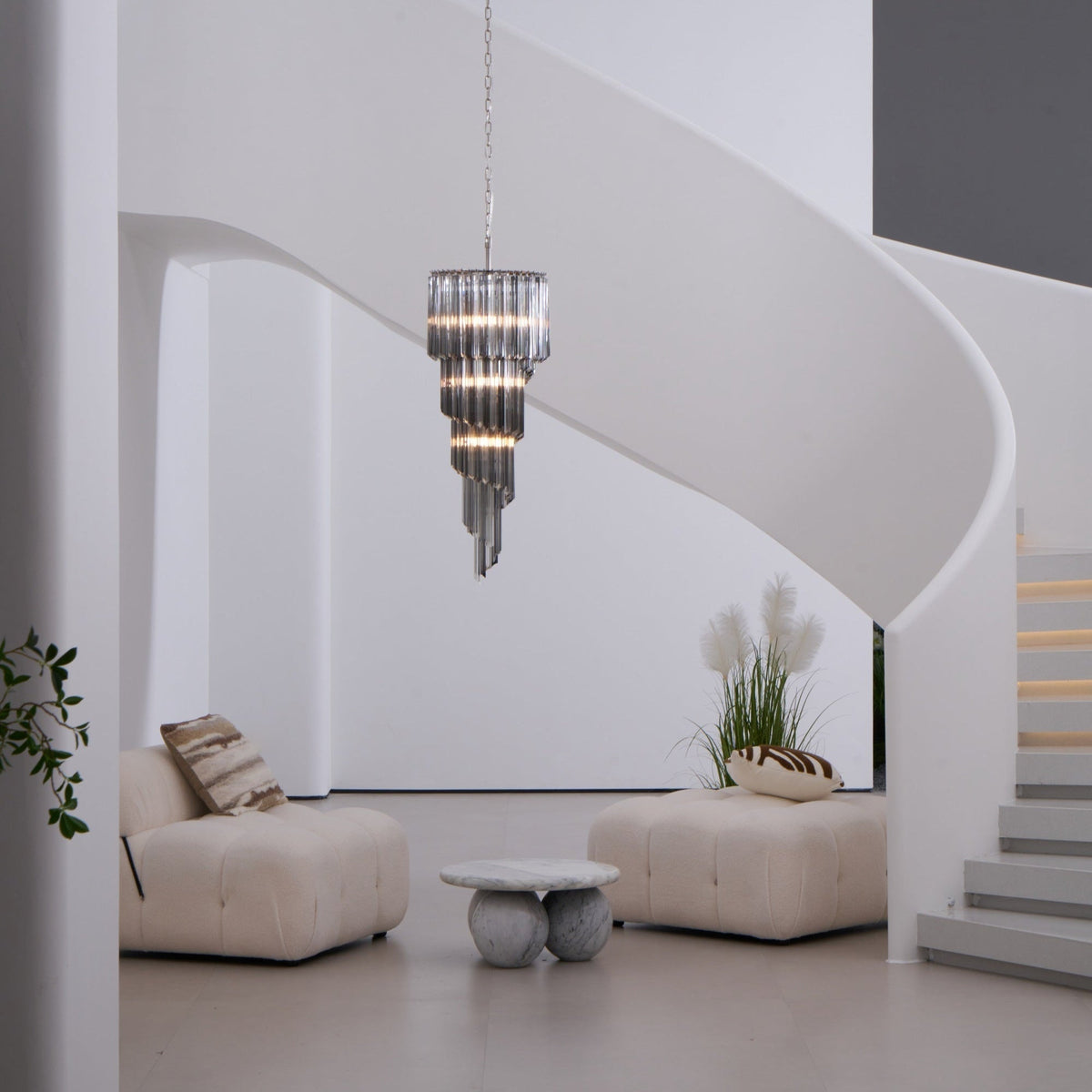 Velarella Kronleuchter Rauchglas Spiral