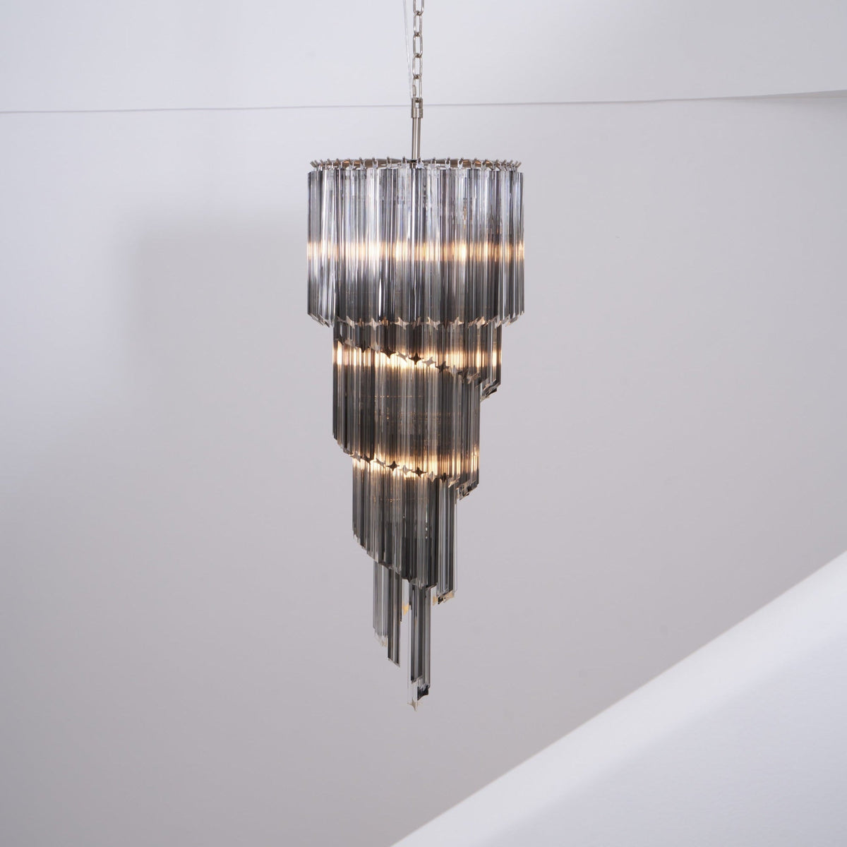 Velarella Kronleuchter Rauchglas Spiral