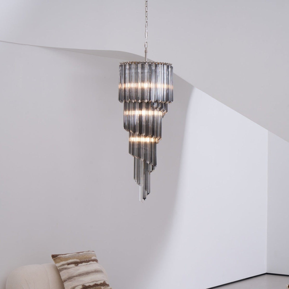 Velarella Kronleuchter Rauchglas Spiral
