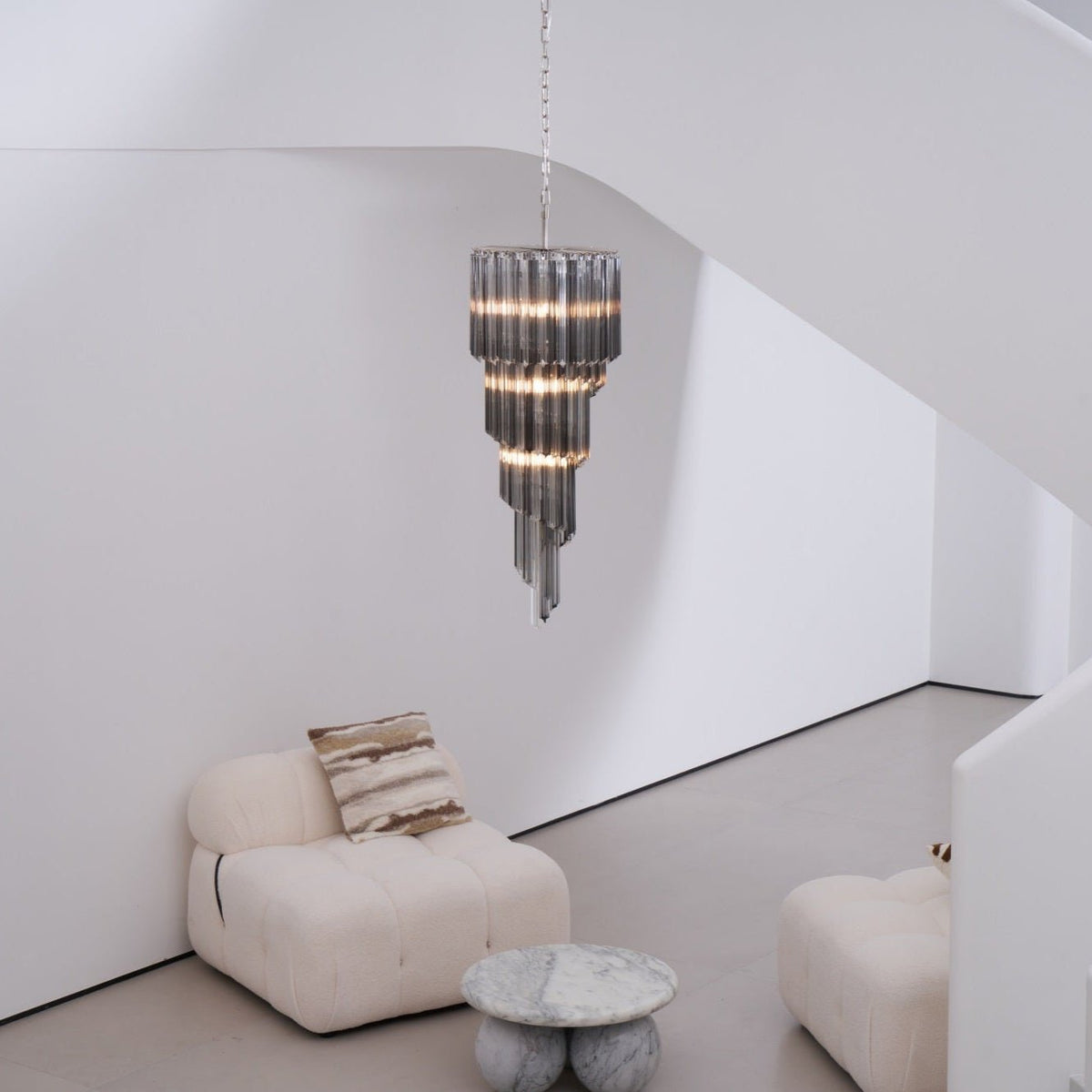 Velarella Kronleuchter Rauchglas Spiral