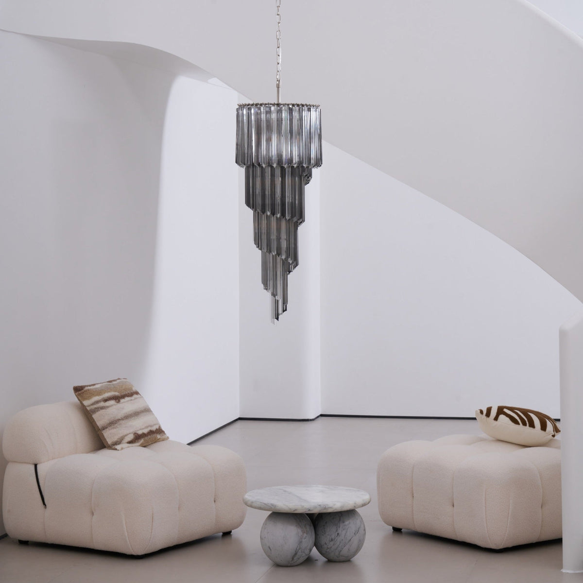 Velarella Kronleuchter Rauchglas Spiral