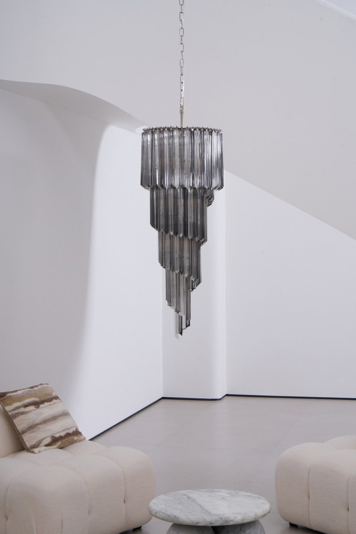 Velarella Kronleuchter Rauchglas Spiral