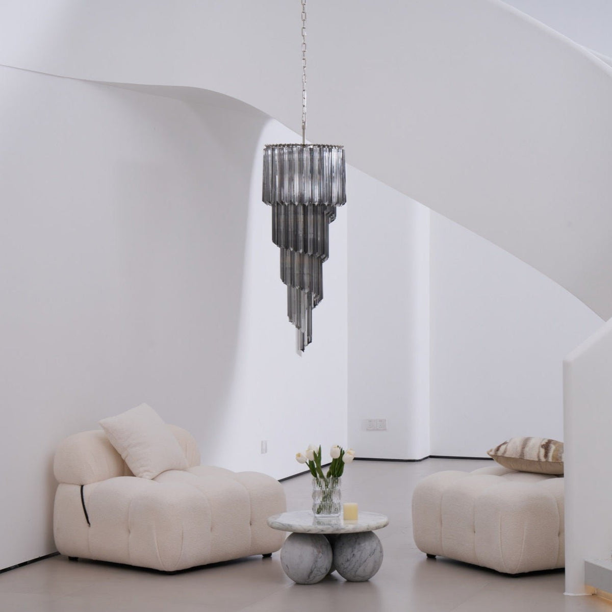 Velarella Kronleuchter Rauchglas Spiral