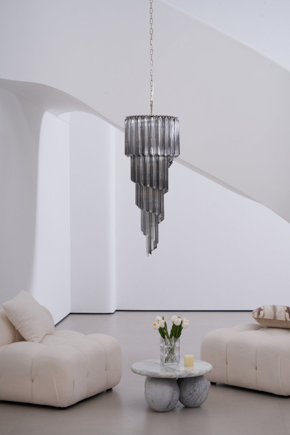 Velarella Kronleuchter Rauchglas Spiral