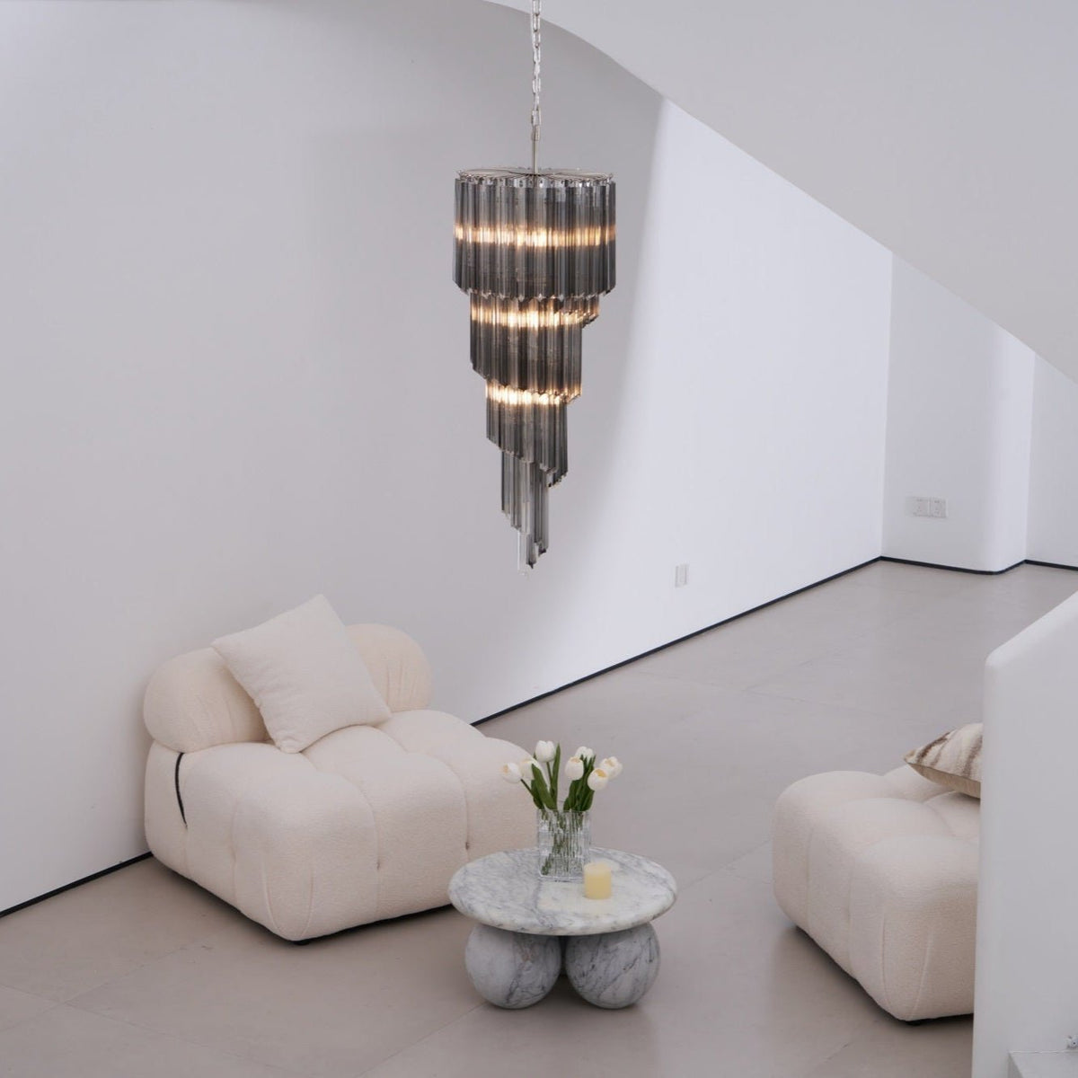 Velarella Kronleuchter Rauchglas Spiral