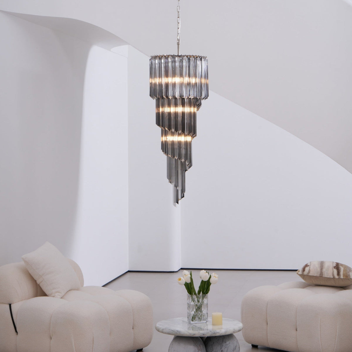 Velarella Kronleuchter Rauchglas Spiral