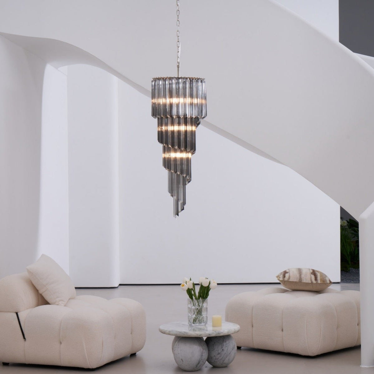Velarella Kronleuchter Rauchglas Spiral