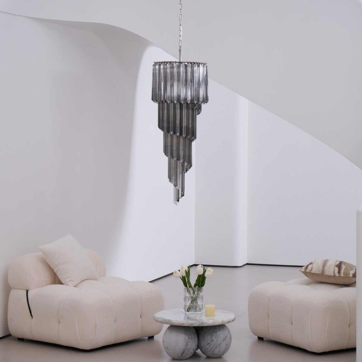 Velarella Kronleuchter Rauchglas Spiral