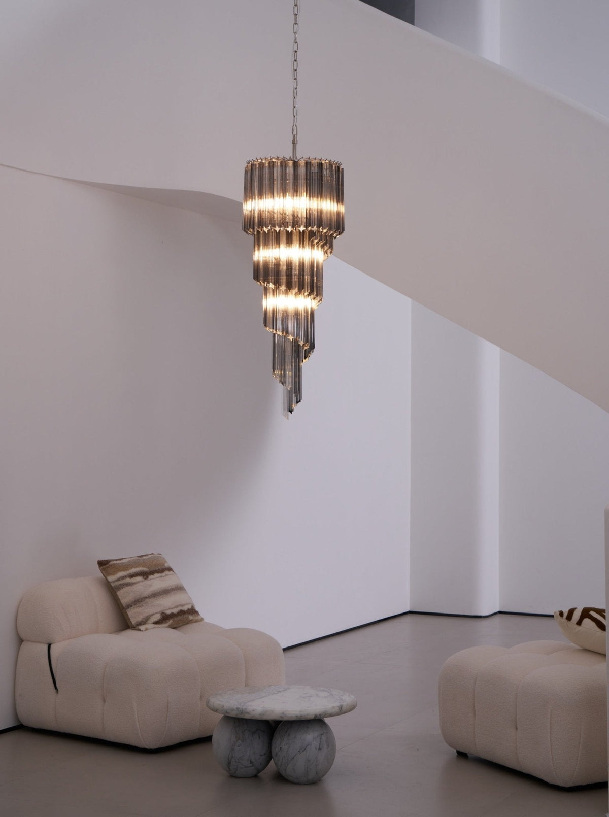 Velarella Kronleuchter Rauchglas Spiral