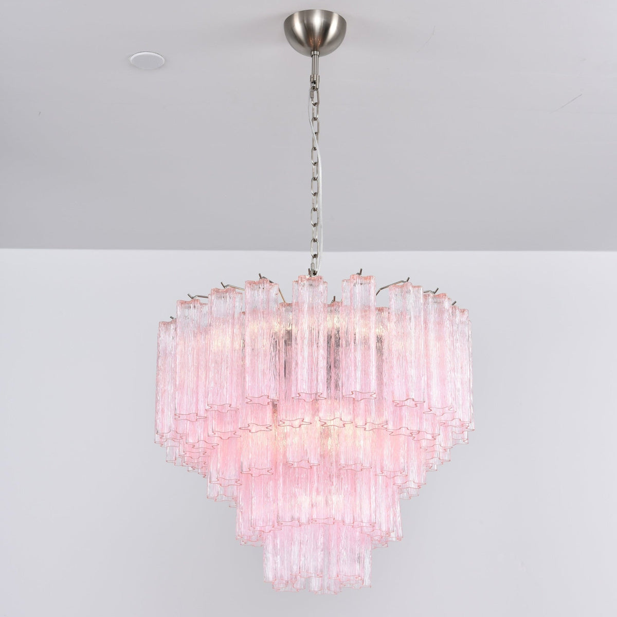 Celoora Kronleuchter Rosa Glas Mehrstufig Romantischer Glanz