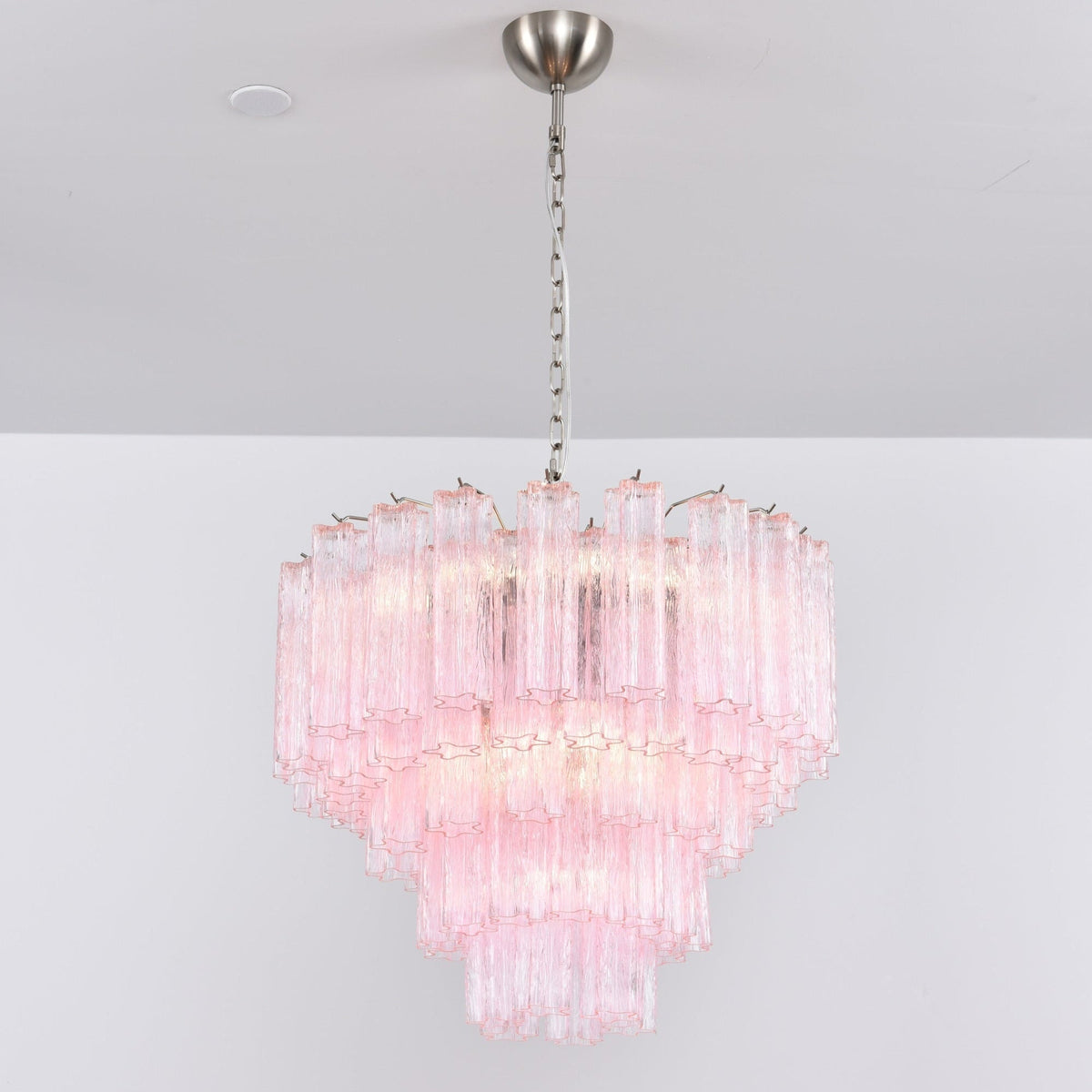 Celoora Kronleuchter Rosa Glas Mehrstufig Romantischer Glanz
