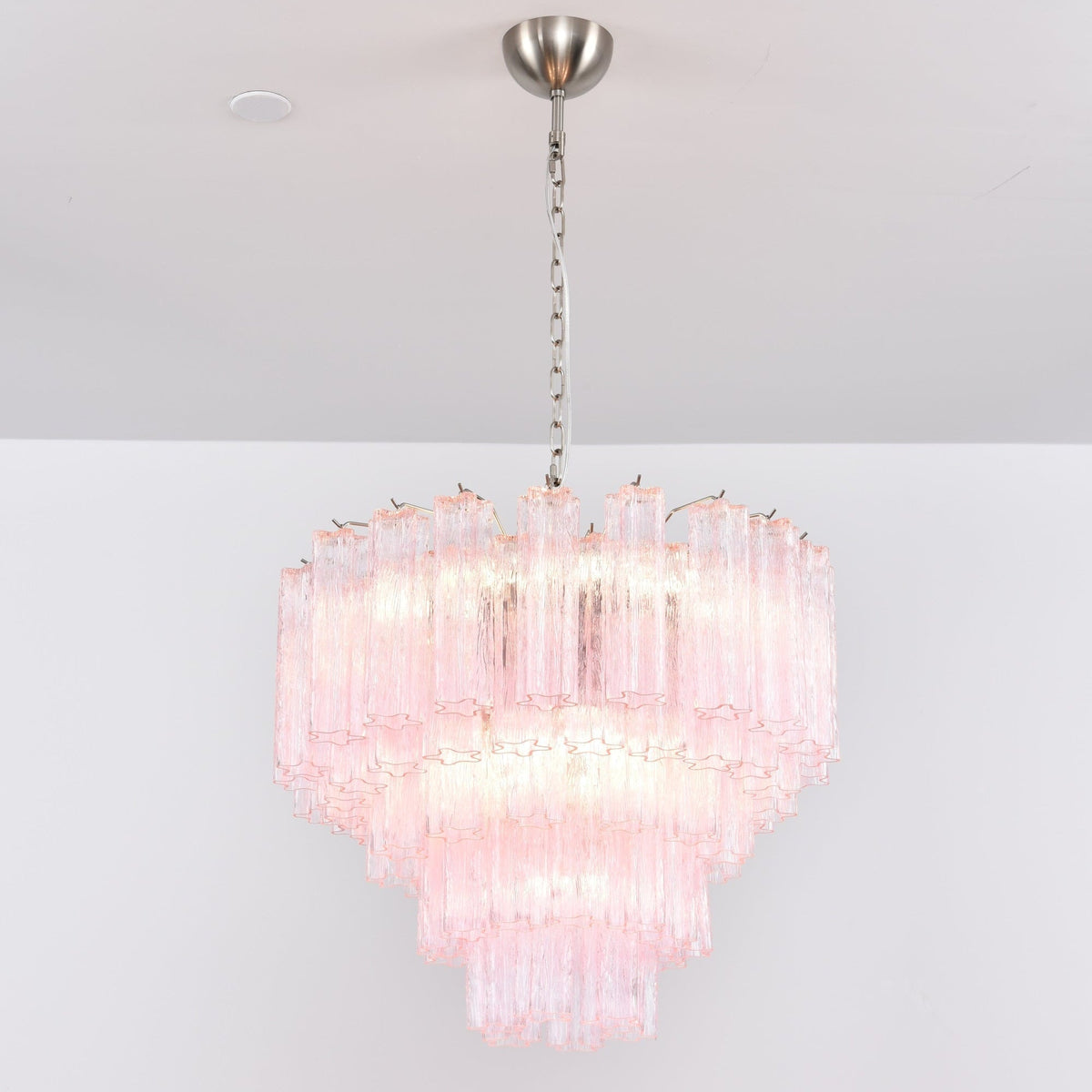 Celoora Kronleuchter Rosa Glas Mehrstufig Romantischer Glanz