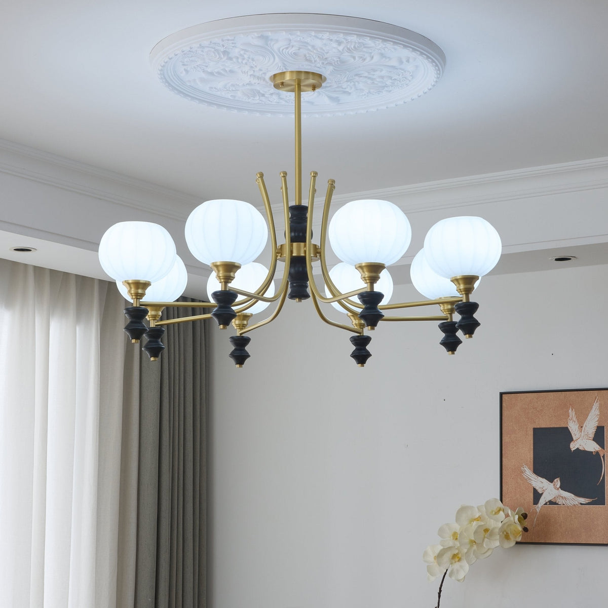 Zavenen Kronleuchter im traditionellen Vintage-Stil aus Messing und Holz