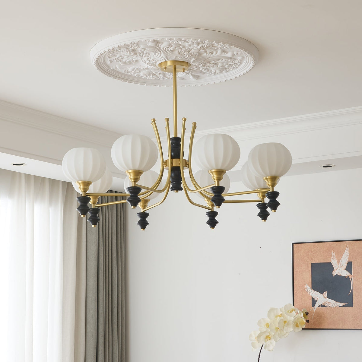 Zavenen Kronleuchter im traditionellen Vintage-Stil aus Messing und Holz