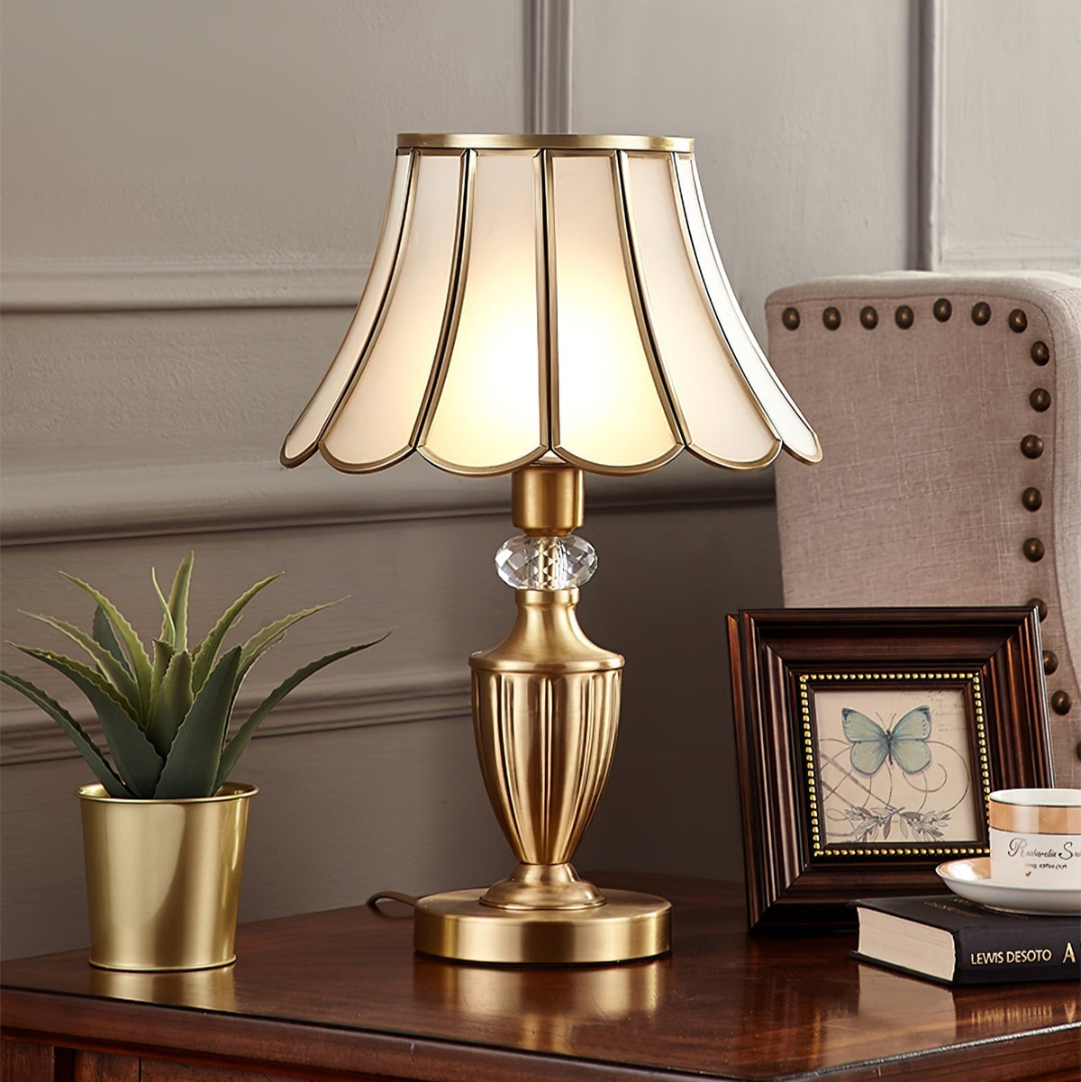 Valencia Messing & Glas Vintage Tischleuchte