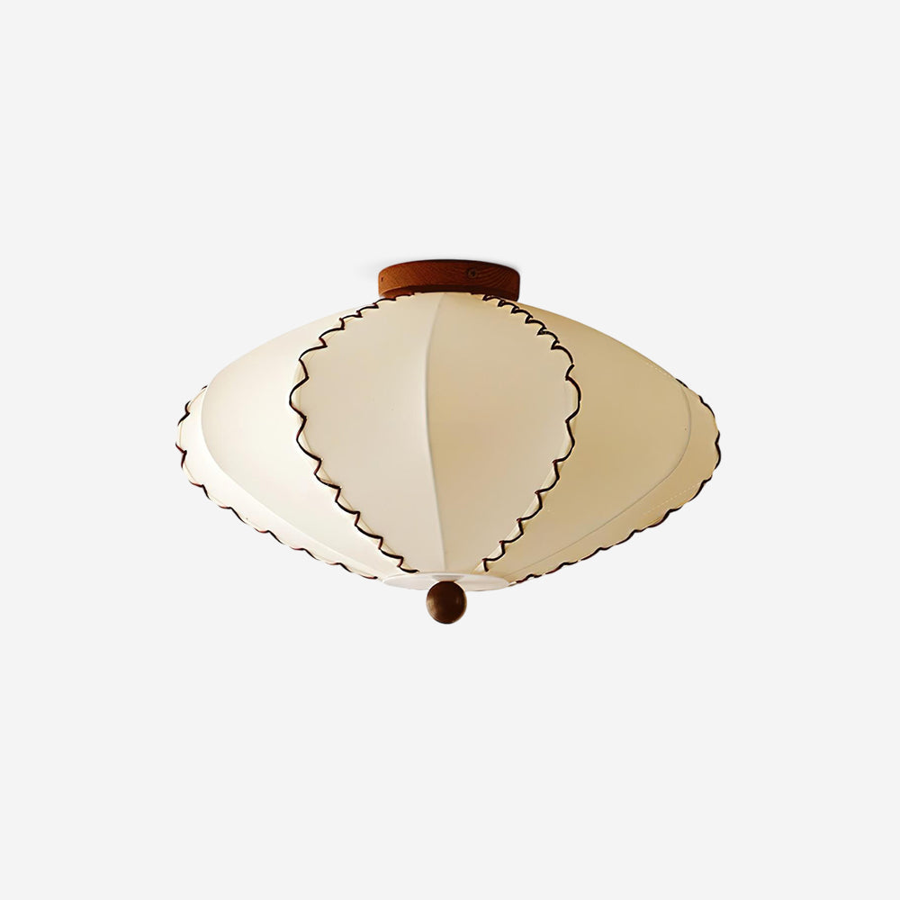 Colette Deckenleuchte aus Holz und Stoff in Beige