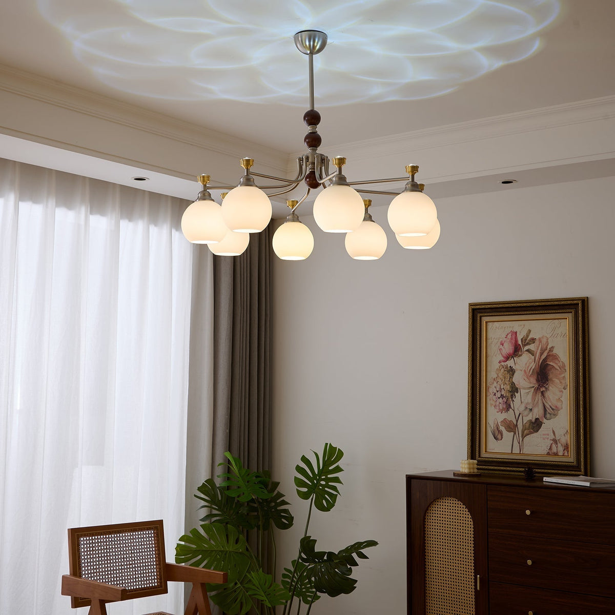 Eursoria Kronleuchter aus Holz und Glas im traditionellen Kunst-Orb-Stil