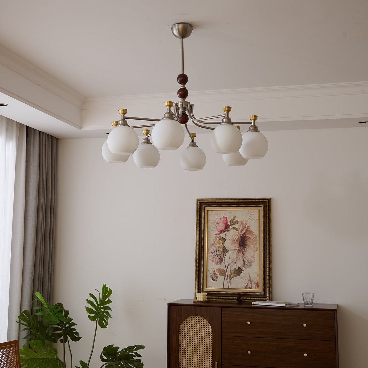 Eursoria Kronleuchter aus Holz und Glas im traditionellen Kunst-Orb-Stil