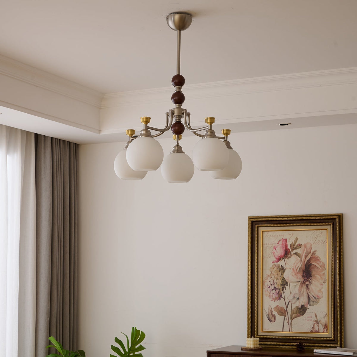 Eursoria Kronleuchter aus Holz und Glas im traditionellen Kunst-Orb-Stil