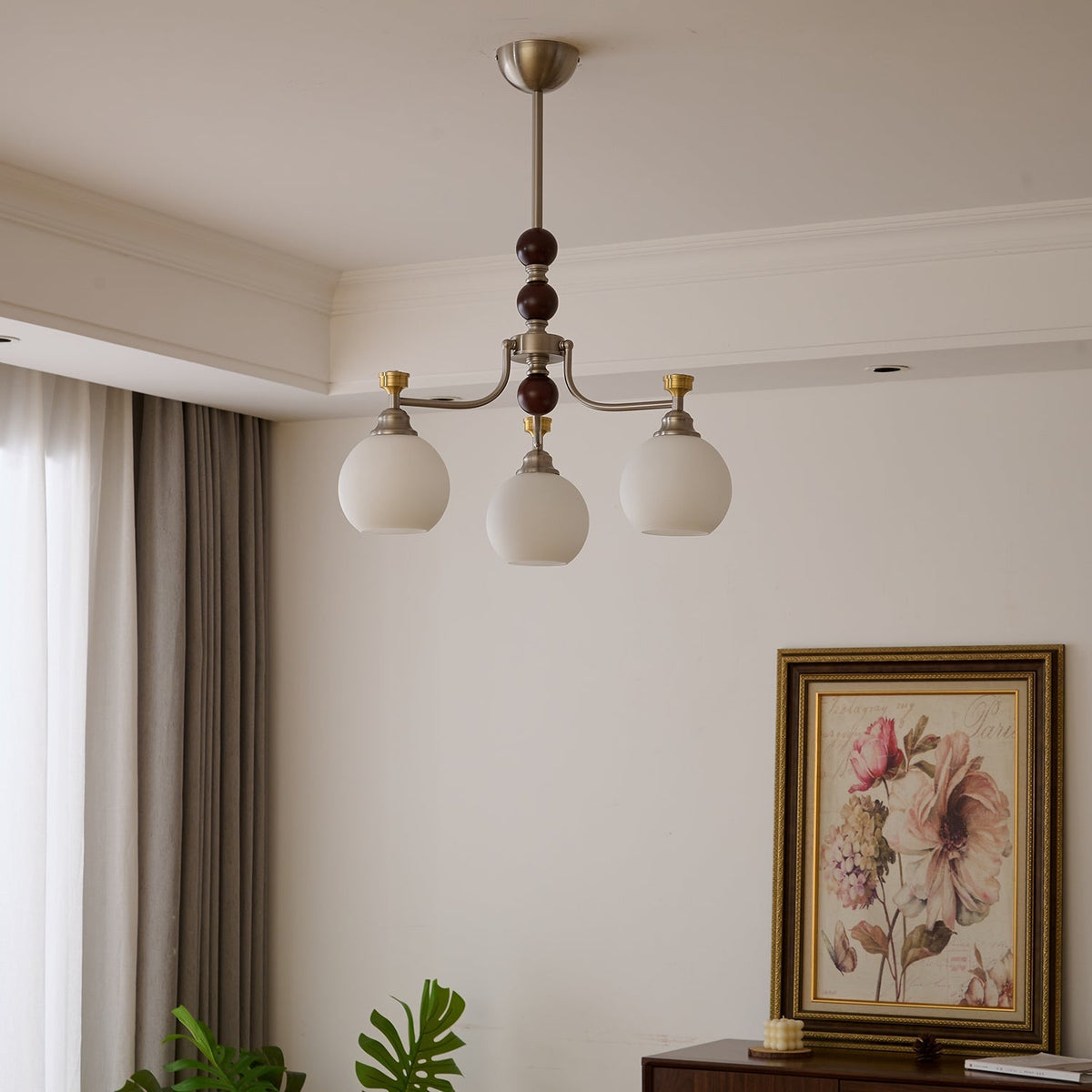 Eursoria Kronleuchter aus Holz und Glas im traditionellen Kunst-Orb-Stil