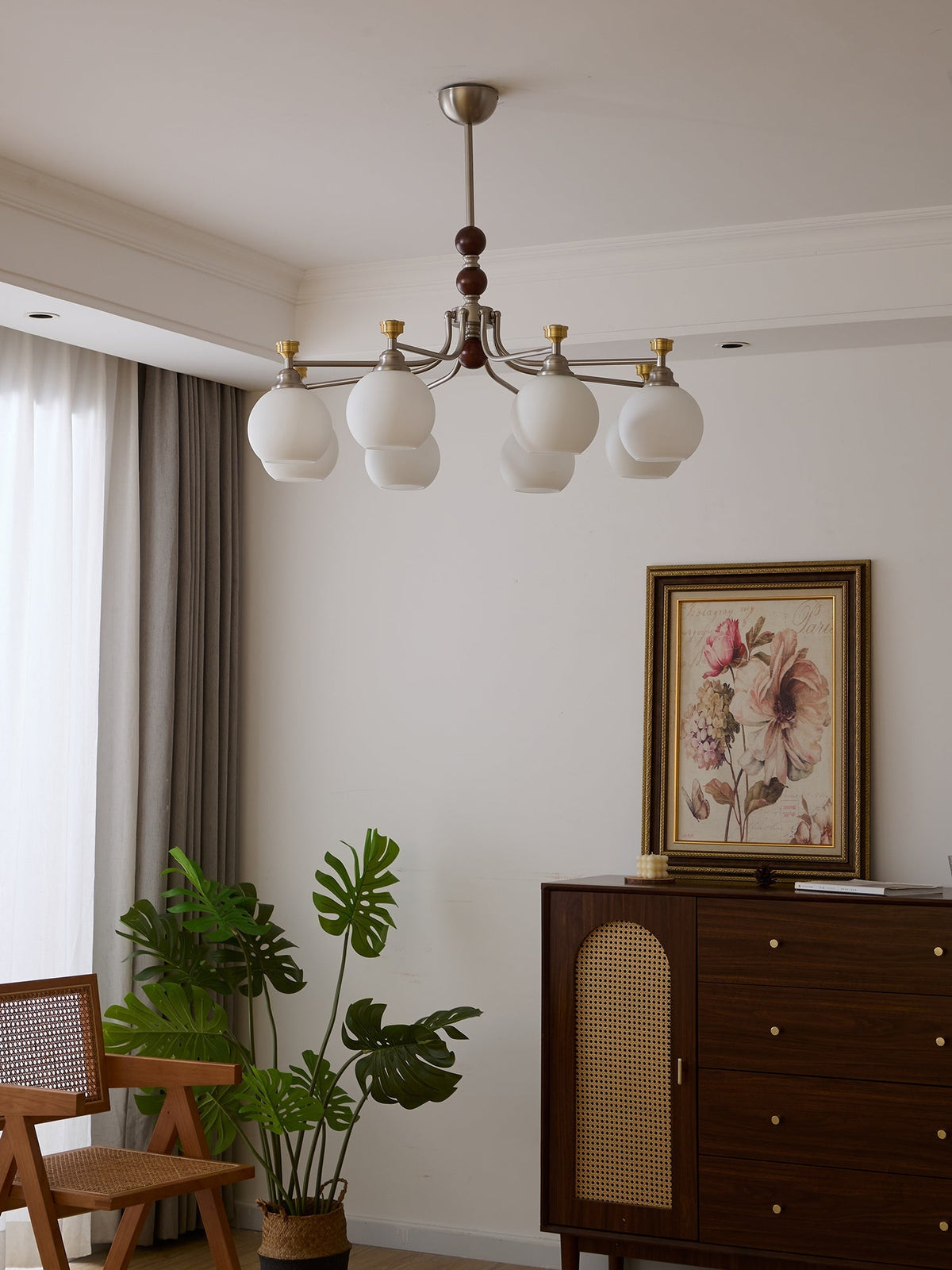 Eursoria Kronleuchter aus Holz und Glas im traditionellen Kunst-Orb-Stil