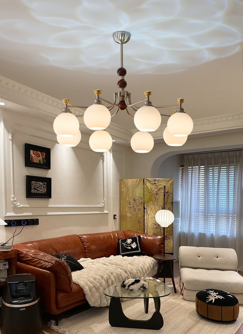 Eursoria Kronleuchter aus Holz und Glas im traditionellen Kunst-Orb-Stil