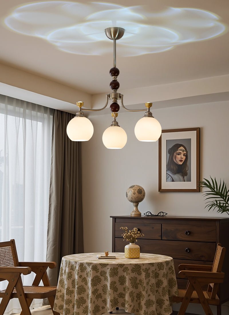 Eursoria Kronleuchter aus Holz und Glas im traditionellen Kunst-Orb-Stil