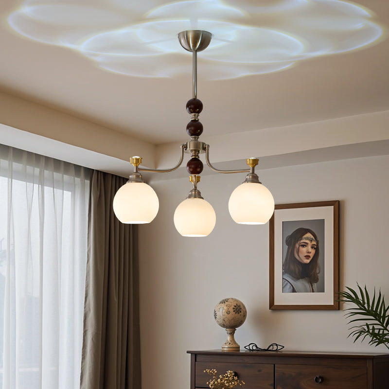 Eursoria Kronleuchter aus Holz und Glas im traditionellen Kunst-Orb-Stil