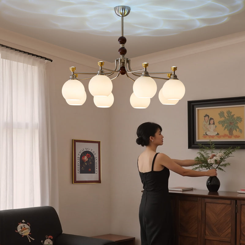 Eursoria Kronleuchter aus Holz und Glas im traditionellen Kunst-Orb-Stil