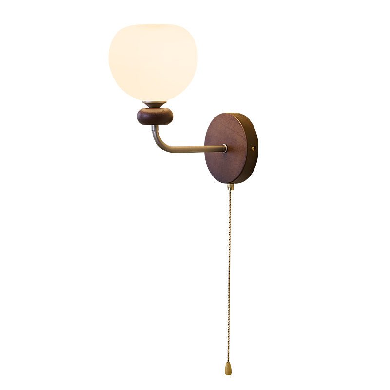 Lucille Elegance Classic Kunstglas-Holz-Wandleuchte
