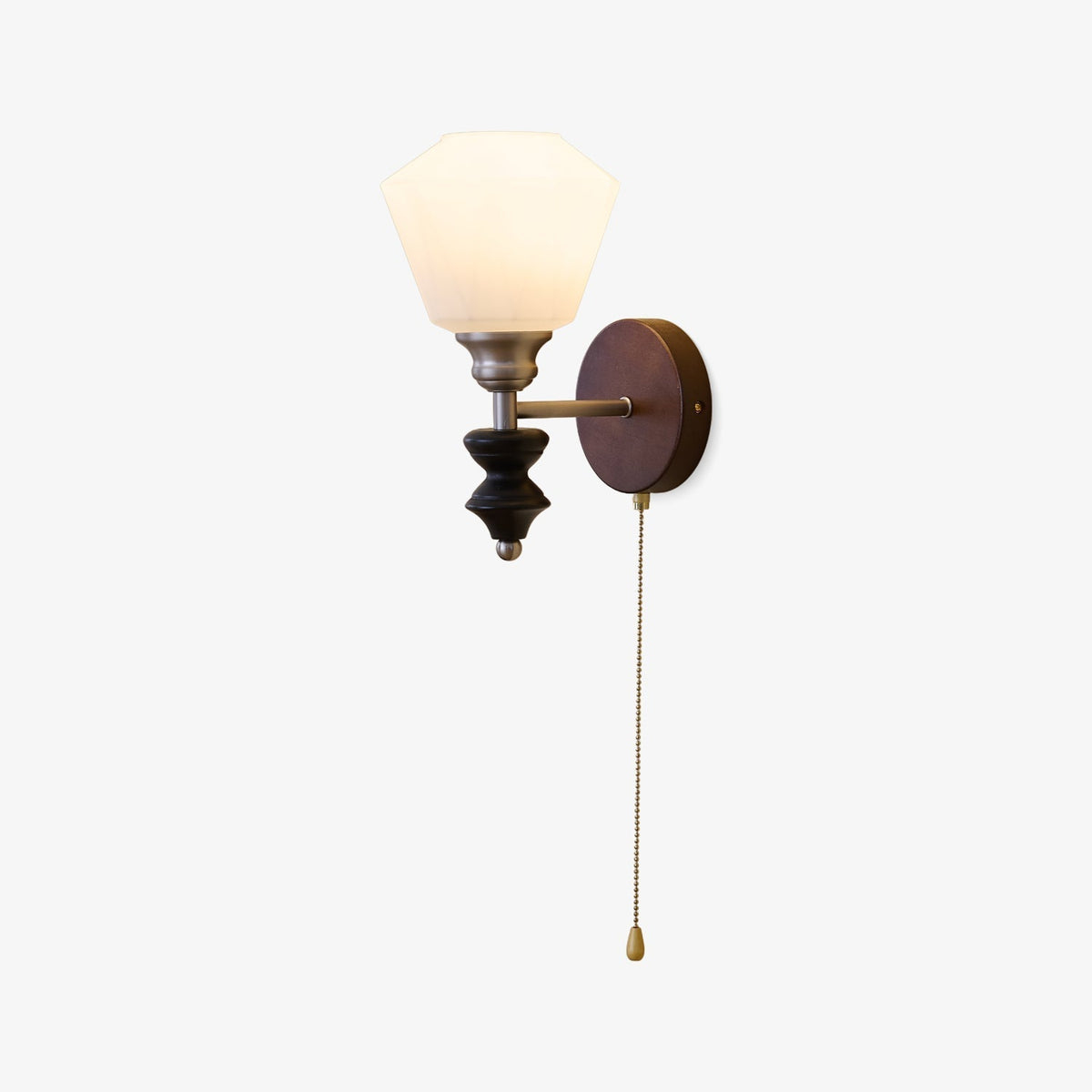 Lucille Elegance Classic Kunstglas-Holz-Wandleuchte