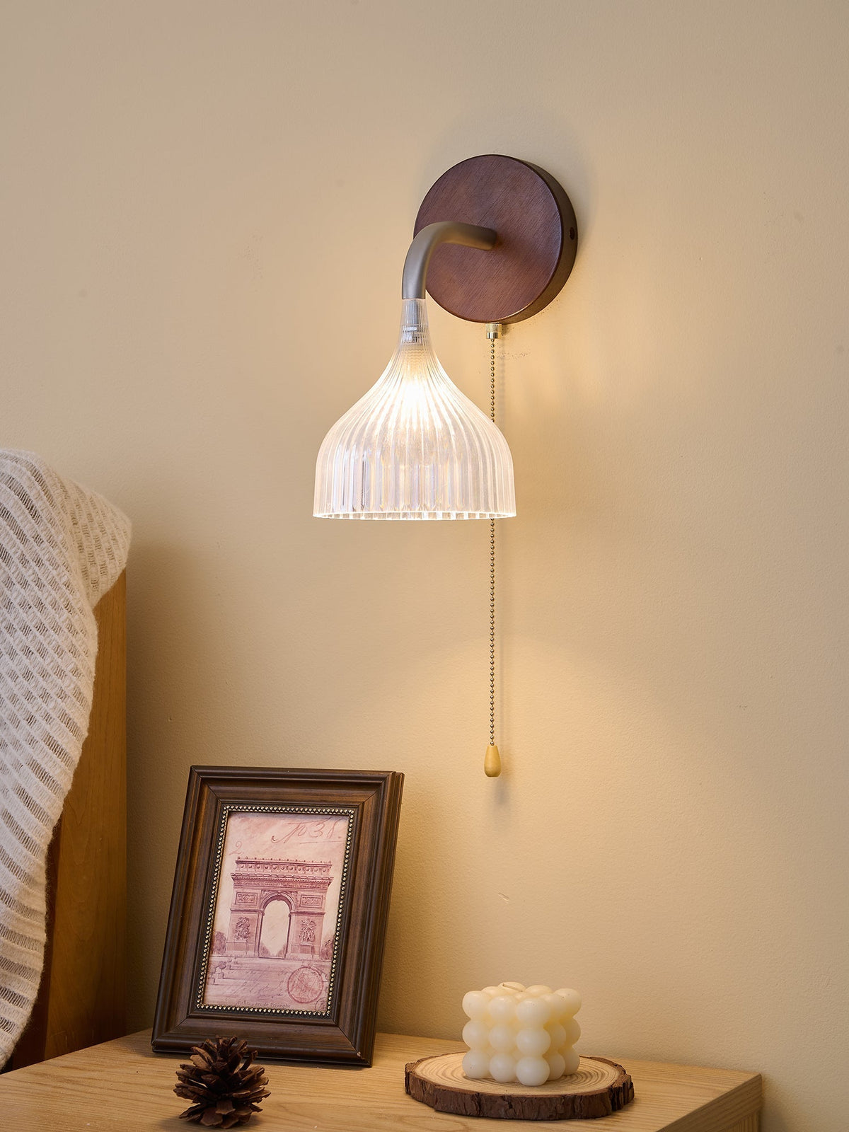 Cimararae Elegance Classic Holz-Wandleuchte