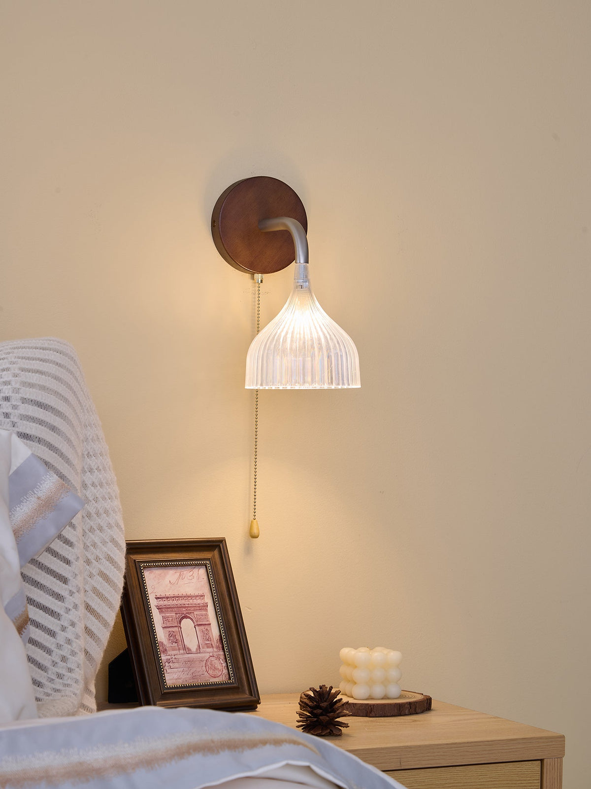 Cimararae Elegance Classic Holz-Wandleuchte