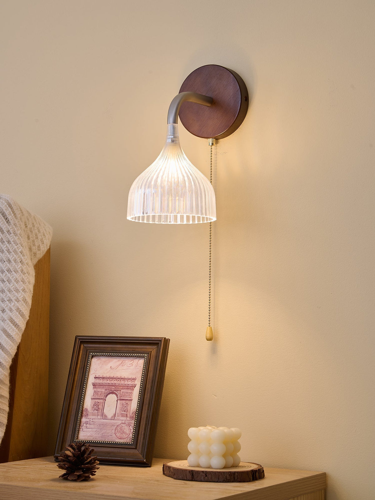 Cimararae Elegance Classic Holz-Wandleuchte