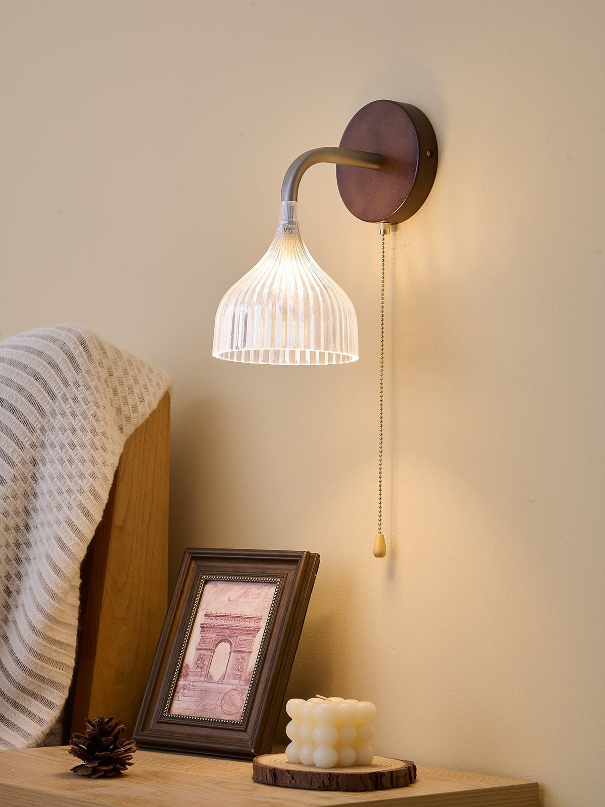 Cimararae Elegance Classic Holz-Wandleuchte
